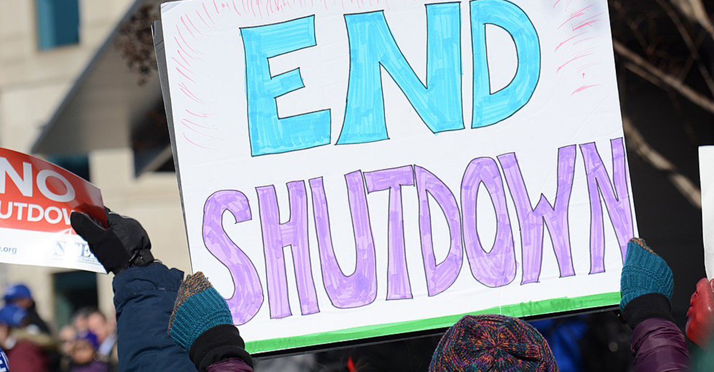 Hundreds rally at the White House for an end to the government shutdown. Protest of United States federal government shutdown of 2018–2019. Hundreds rally at the White House for an end to the government shutdown. (Photo by: AFGE | Wiki Commons)