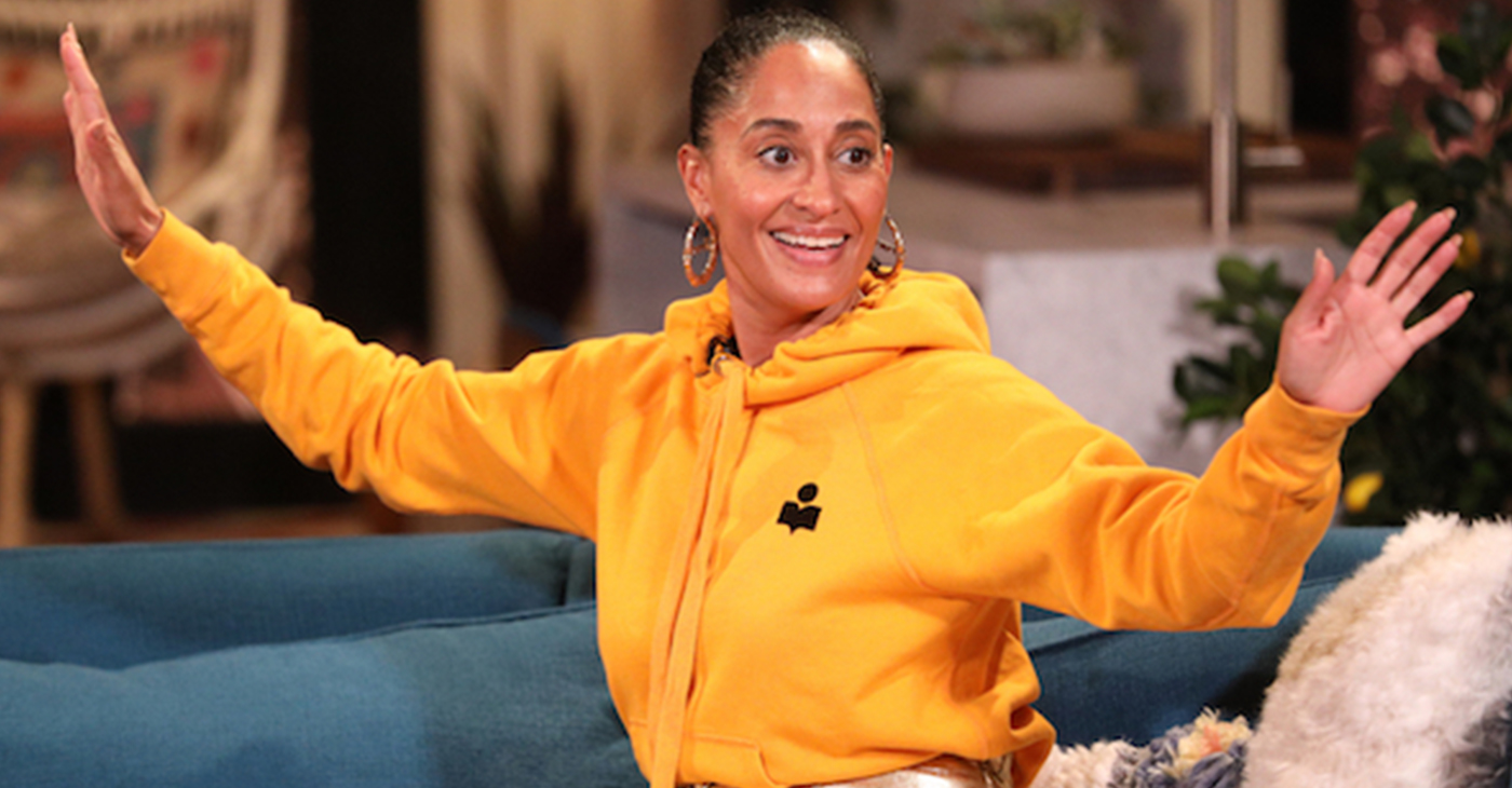 Tracee Ellis Ross on the set of "Busy Tonight" (Jordin Althaus/E! Entertainment/NBCU Photo Bank)