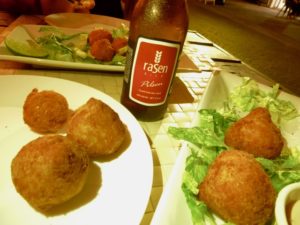 Boteco Copacabana Rasen Beer, codfish and chicken croquets