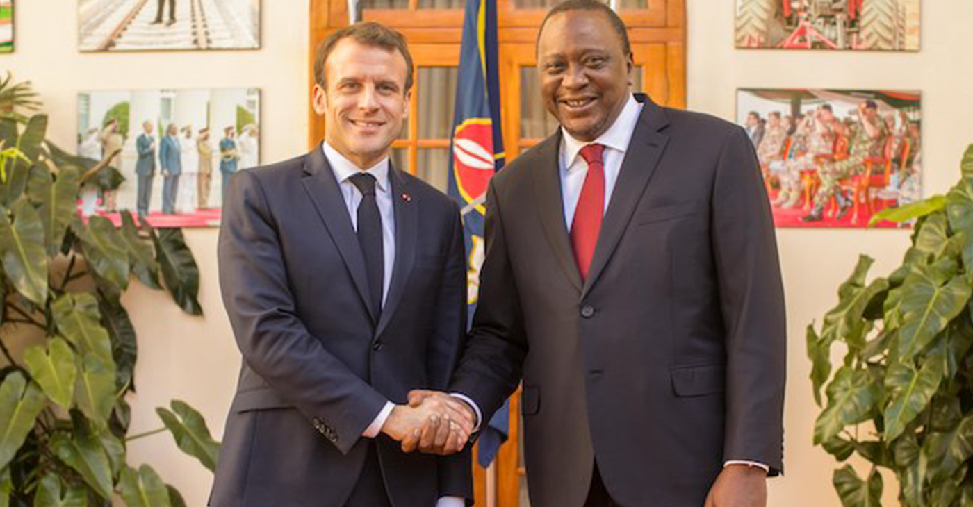 French President Emmanuel Macron and Kenyan President Uhuru Kenyatta. (Photo by: Global Information Network)