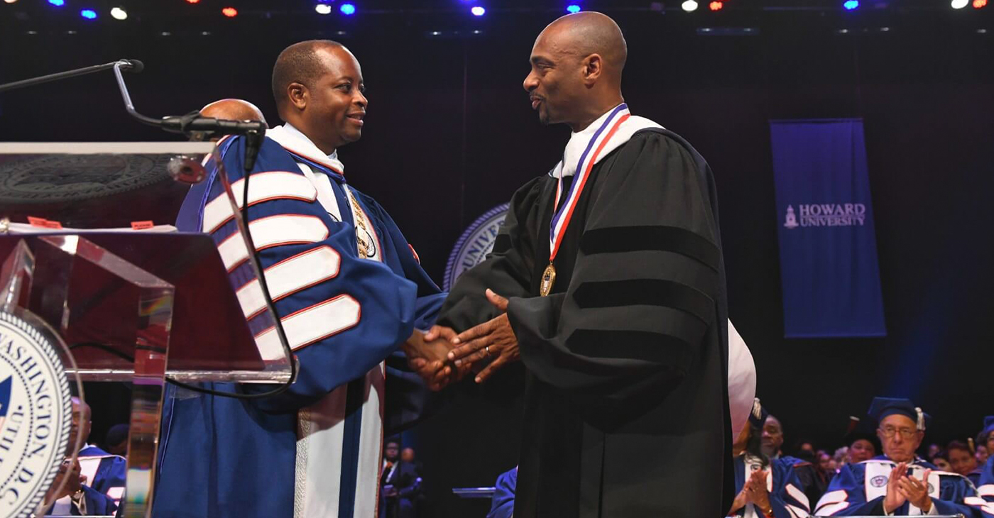 Charles D. King, is pictured along with Howard University President Wayne A.I. Frederick/Courtesy Howard University