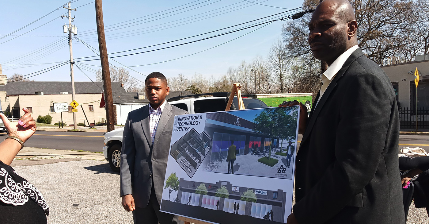 BraveDog co-founders Isiah Reese (right) and Dustin Mack have a positive vision of what’s ahead for the BraveDog Innovation Center in Soulsville. (Photo: Dr. Sybil C. Mitchell)