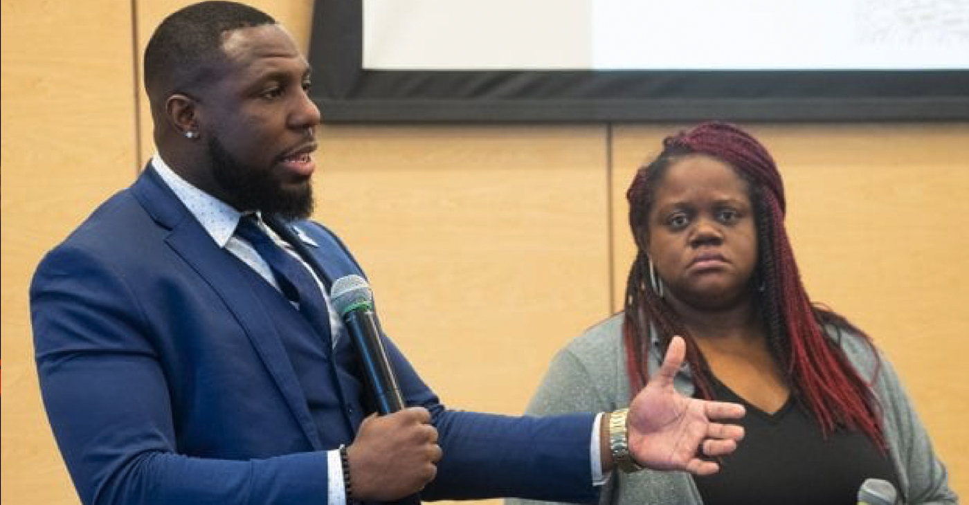 Charlottesville, Va. City Councilman Dr. Wes Bellamy and Lea Webb talk to attendees during one of the last sessions at the "Black Millennials Unbossed & Unapologetic Summit” at the National Civil Rights Museum. (All photos: Karanja A. Ajanaku)