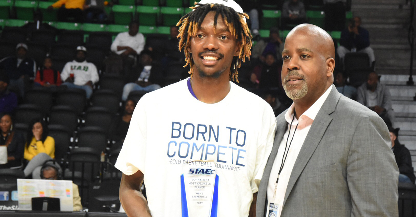 LaByron Harris is presented with the MVP award/Courtesy Miles College