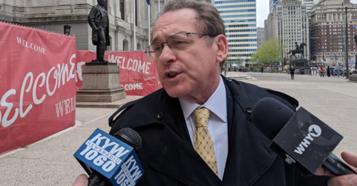 "I call it the Kenney doomsday real estate tax maching." Deomocratic mayoral candidate Alan Butkovitiz said on THursady in decision his property assessment reforms outside City Hall. (Photo by: Philadelphia Tribune | Michael D'Onofrio)