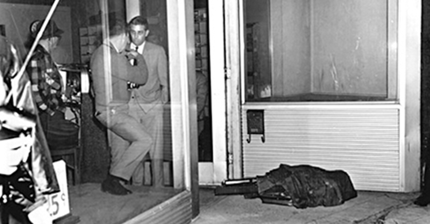 Morris is seen interviewing the owner of Canipe’s Amusement Company in 1968 minutes after Dr. Martin Luther King Jr. was killed. Courtesy photo
