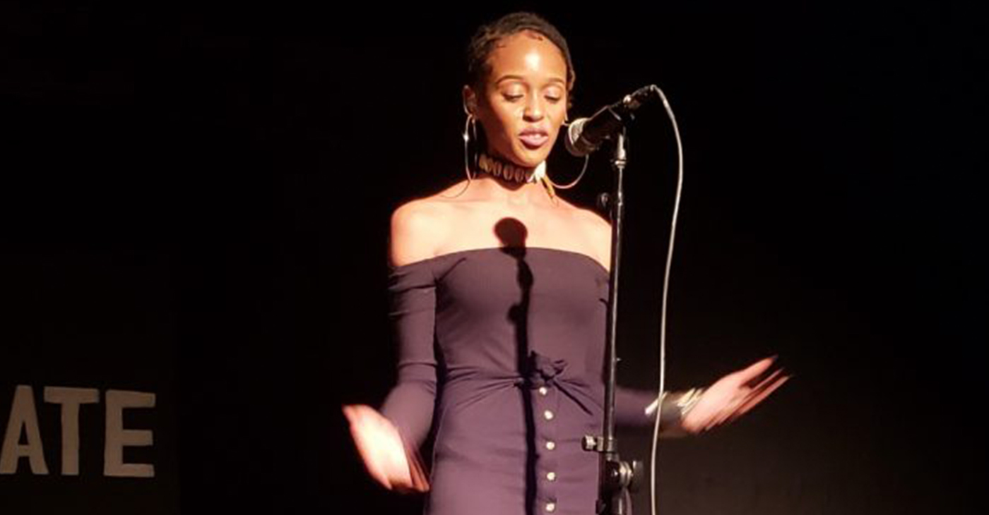 Nia June is known for posing lyrical brain teasers for her audiences: “Don’t you know being a black woman is being God with no believers? Now ain’t that some s#€t to be mad about?” (Photo by: Betty Harvin)