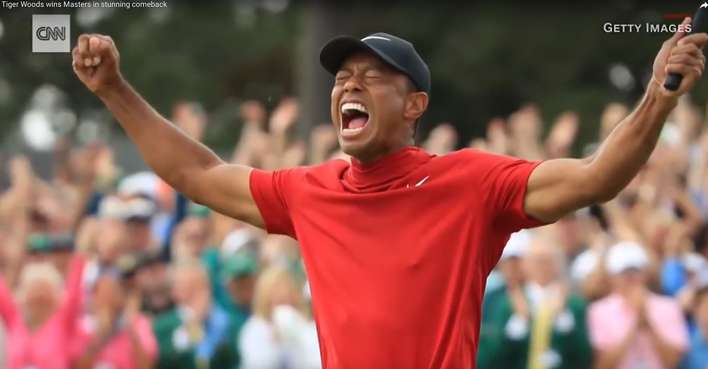 2019 Masters champ Tiger Woods completed arguably the greatest sporting comeback of all time as he put on the green jacket for the 5th time in his career. #CNN #News (Photo: Screencapture YouTube)