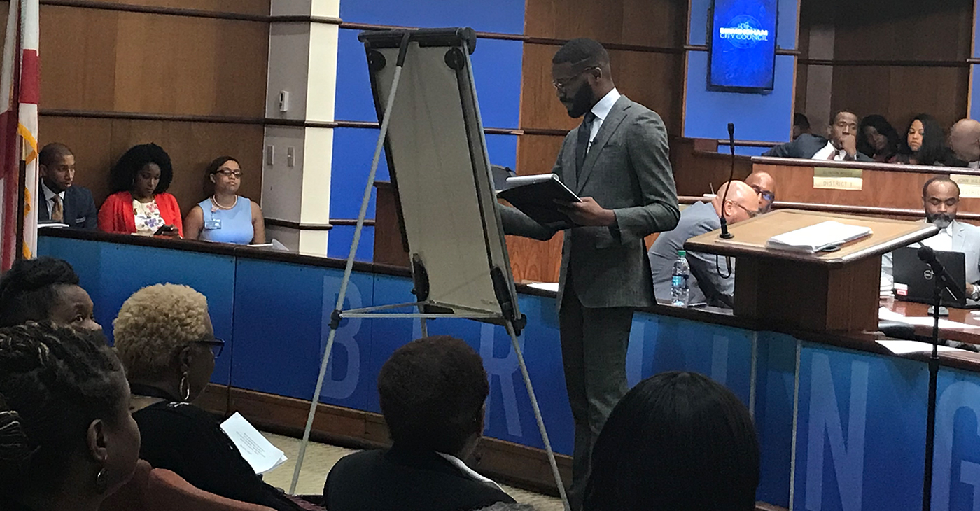 Birmingham Mayor Randall Woodfin unveiled his proposed budget for the 2020 fiscal year during Tuesday’s City Council meeting. (Erica Wright Photos, The Birmingham Times)