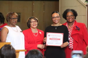 From left: Michele R. Busby, Matilda Merriweather, MaKayla Rogers, scholarship recipient and Georgetta Lowe. (Ameera Steward Photo, The Birmingham Times)