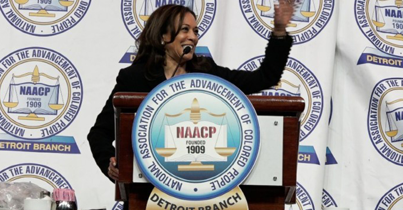 California Sen. Kamala Harris, the 2020 presidential candidate now polling second, whose parents are West Indian and East Indian – her father Jamaican and her mother from India – delivers the keynote speech at the Detroit NAACP Fight for Freedom Fund dinner on May 5. The Detroit NAACP is the nation’s largest branch and one of the oldest, chartered in 1912. – (Photo by: Claudette de la Haye)