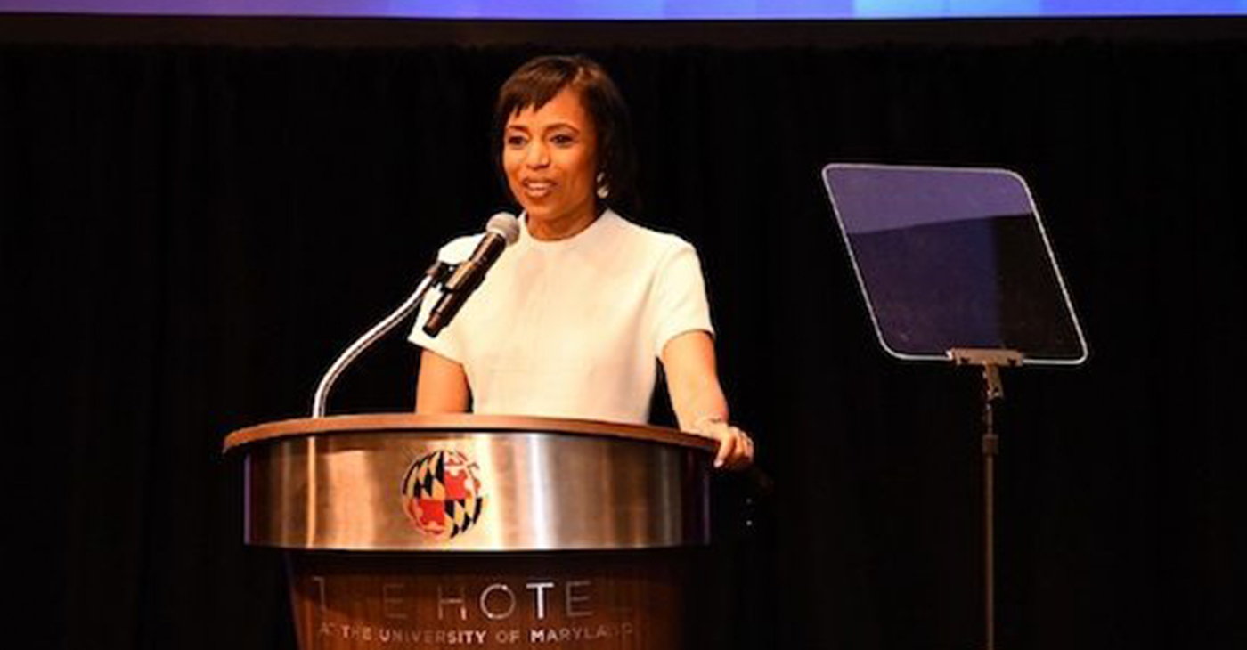 Prince George's County Executive Angela Alsobrooks gives her first State of the County address at The Hotel at the University of Maryland in College Park on June 11. (Anthony Tilghman/The Washington Informer)