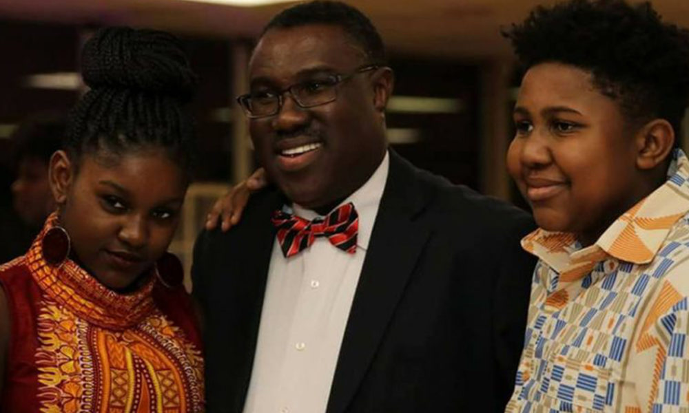 Markwei Boye, J.D (Center) with his children (Photo provided by Markwei Boyd)