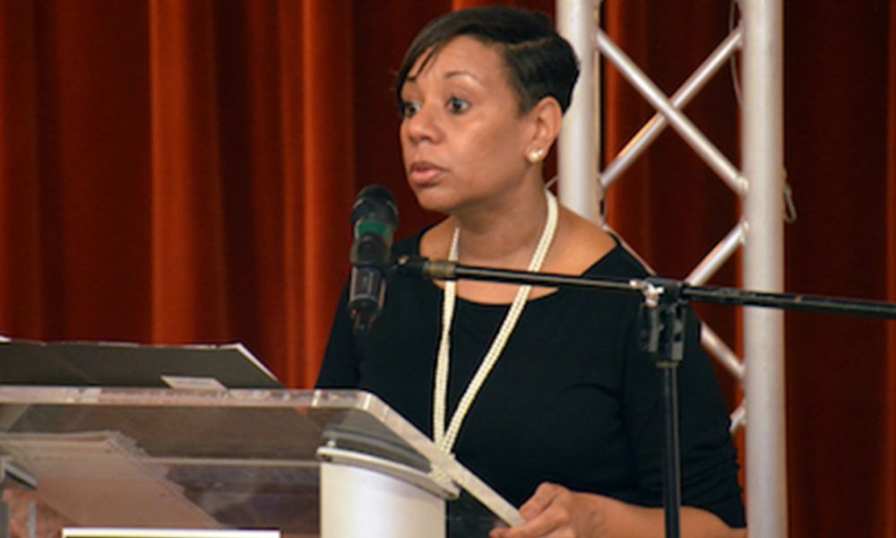 Prince George’s County Public Schools interim Chief Executive Officer Monica Goldson takes part in "Coffee and Conversations" at Reid Temple African Methodist Episcopal Church in Glenn Dale, Maryland, on April 13. (Photo by: Anthony Tilghman | The Washington Informer)