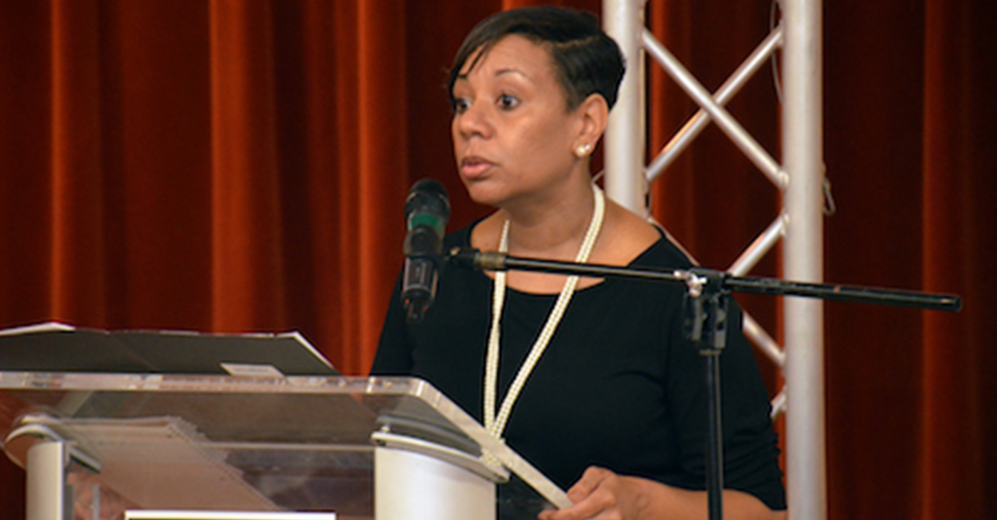 Prince George’s County Public Schools interim Chief Executive Officer Monica Goldson takes part in "Coffee and Conversations" at Reid Temple African Methodist Episcopal Church in Glenn Dale, Maryland, on April 13. (Photo by: Anthony Tilghman | The Washington Informer)