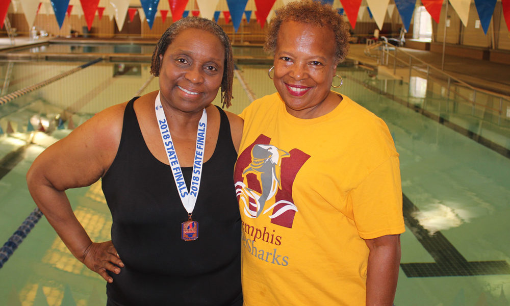 Loretta Griffin (left), 68, trained for the Senior Olympics at the Bickford Aquatic Center with her coach Cynthia Dickerson. “I just think she’s a winner,” Dickerson said of Griffin. “You don’t find that in many people.” (Photo: George W. Tillman Jr.)