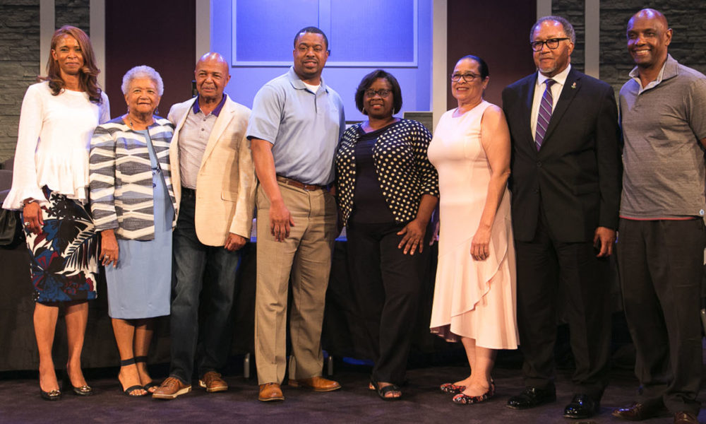 Hosted by Radio One’s Lincoln Ware (third from left), the town hall’s panelists included (left to right): Cincinnati Public Schools (CPS) Superintendent Laura Mitchell; NNPA National Chairman Dorothy R. Leavell; Lincoln Ware; NAACP Education Chair Treigg Turner; Cincinnati’s Pre-School Promise executive Vanessa White; NNPA ESSA Awareness Campaign program director Dr. Elizabeth Primas; and NNPA President and CEO Dr. Benjamin F. Chavis, Jr. and State Senator Cecil Thomas.