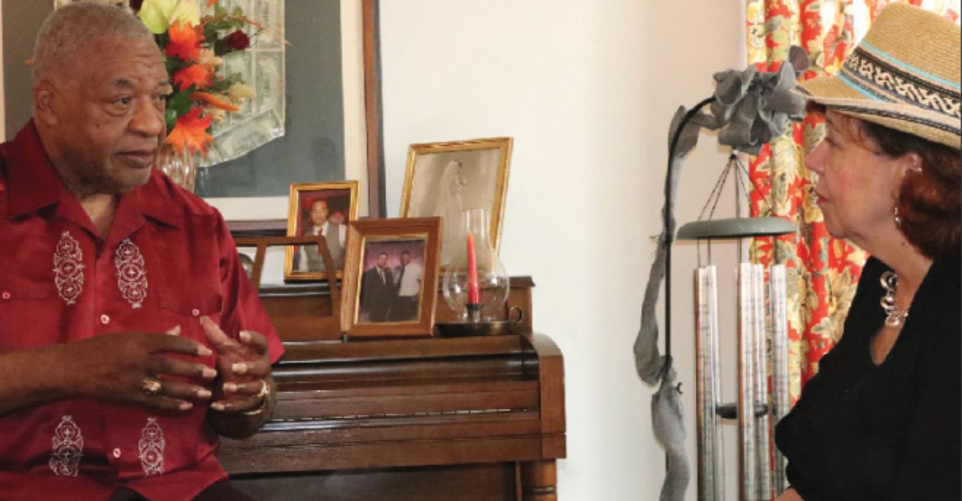 Publisher Brenda H. Andrews interviews Pastor E. Ray Cox (Photo by Ernest Lowery)