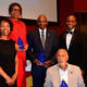 (L to R: Mrs. Steffanie B. Easter, Director, Navy Staff, Office of the Chief of Naval Operations; Mrs. Earnestine Baker, Executive Director – Emerita Meyerhoff Scholars Program, University of Maryland, Baltimore County, Legacy Achievement Award Honoree; Dr. Eugene M. DeLoatch, Dean Emeritus Morgan State University School of Engineering, Legacy Achievement Award Honoree; Dr. James E. West, Inventor, Professor, Johns Hopkins University, Legacy Achievement Award Honoree; Mr. William S. Redmond, III, President, NSBEBMAC) (Courtesy Photo)