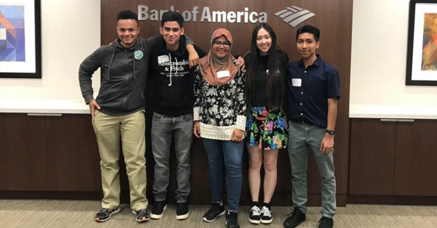 Bank of America Student Leaders Christian Alexander, Jordan (Ali) Desai, Mehrin Ashraf, Angelina Quint, and Darwin Perez. (Courtesy Photo)