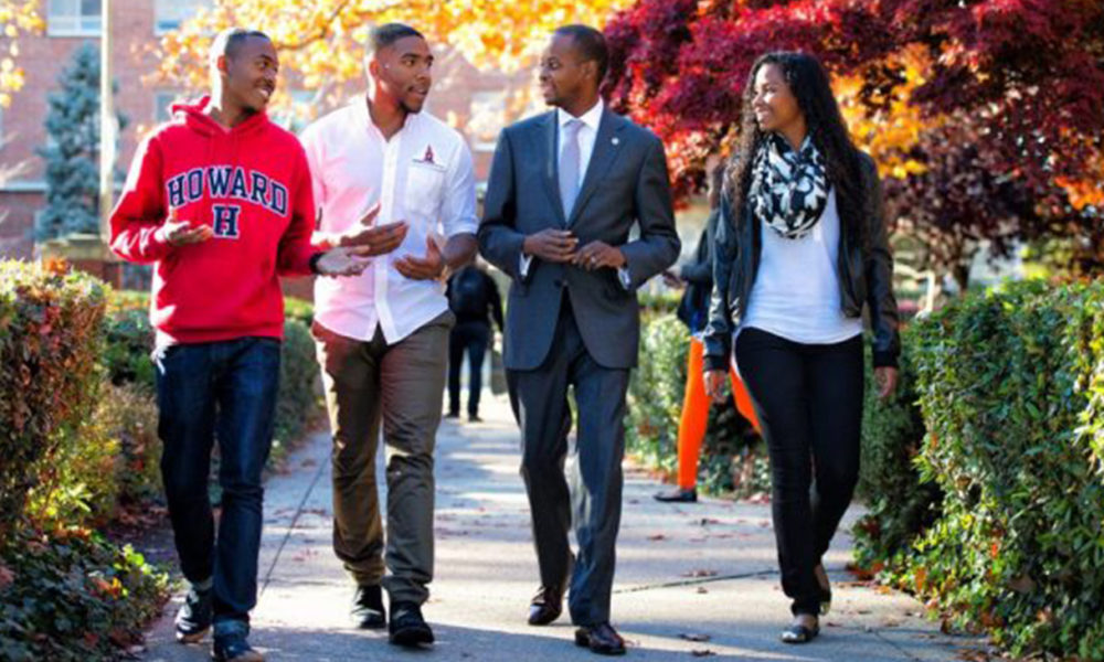 Howard University led with 12 finalist nominations for the 2019 HBCU Awards presented by the {HBCU Digest}, including President Wayne A.I. Frederick, pictured in the suit, who was nominated for Best Male President. (Courtesy Photo)
