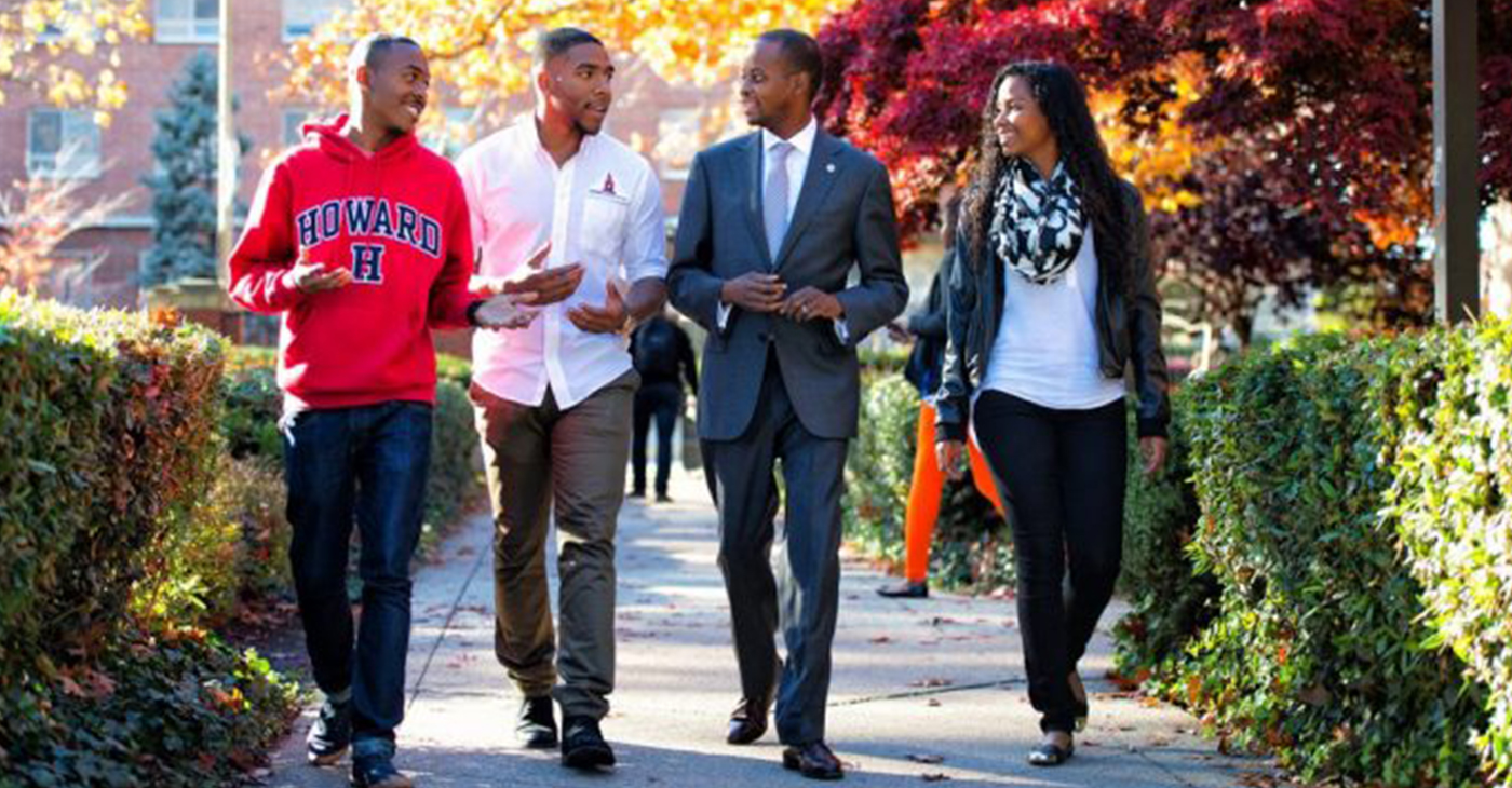 Howard University led with 12 finalist nominations for the 2019 HBCU Awards presented by the {HBCU Digest}, including President Wayne A.I. Frederick, pictured in the suit, who was nominated for Best Male President. (Courtesy Photo)
