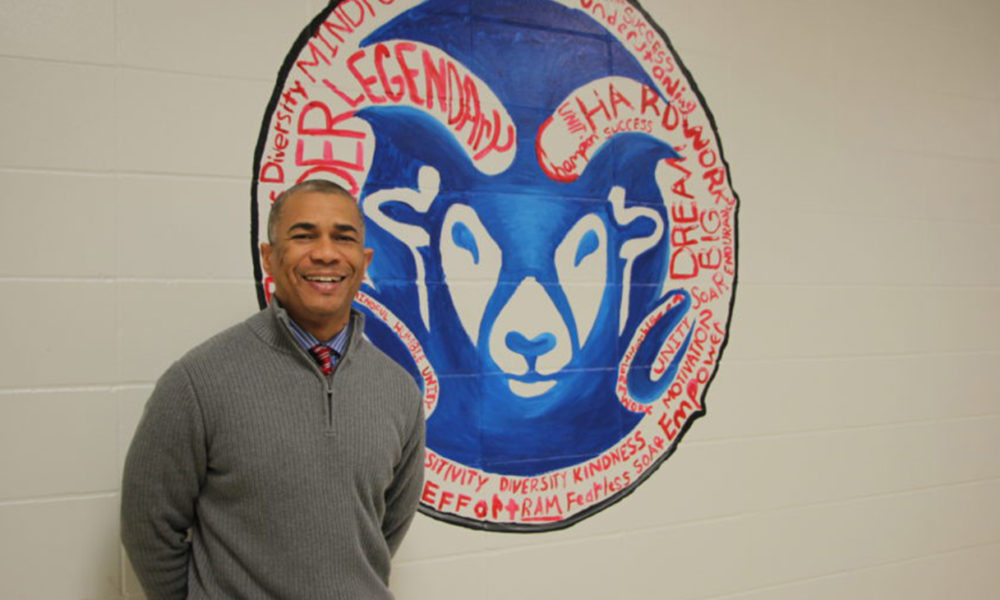 This is Reginald Bush’s first year as principal at Kashmere High. He previously led Kashmere Gardens Elementary, which beat the odds and got off the state’s watch-list. (Photo by: defendernetwork.com)
