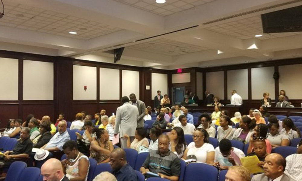 More than 100 people attended a Prince George’s County Planning Commission meeting July 18 to hear about a proposed 4-million-square-foot merchandise logistics center in Upper Marlboro. The proposal eventually got approved and now heads to the District Council. (William J. Ford/The Washington Informer)