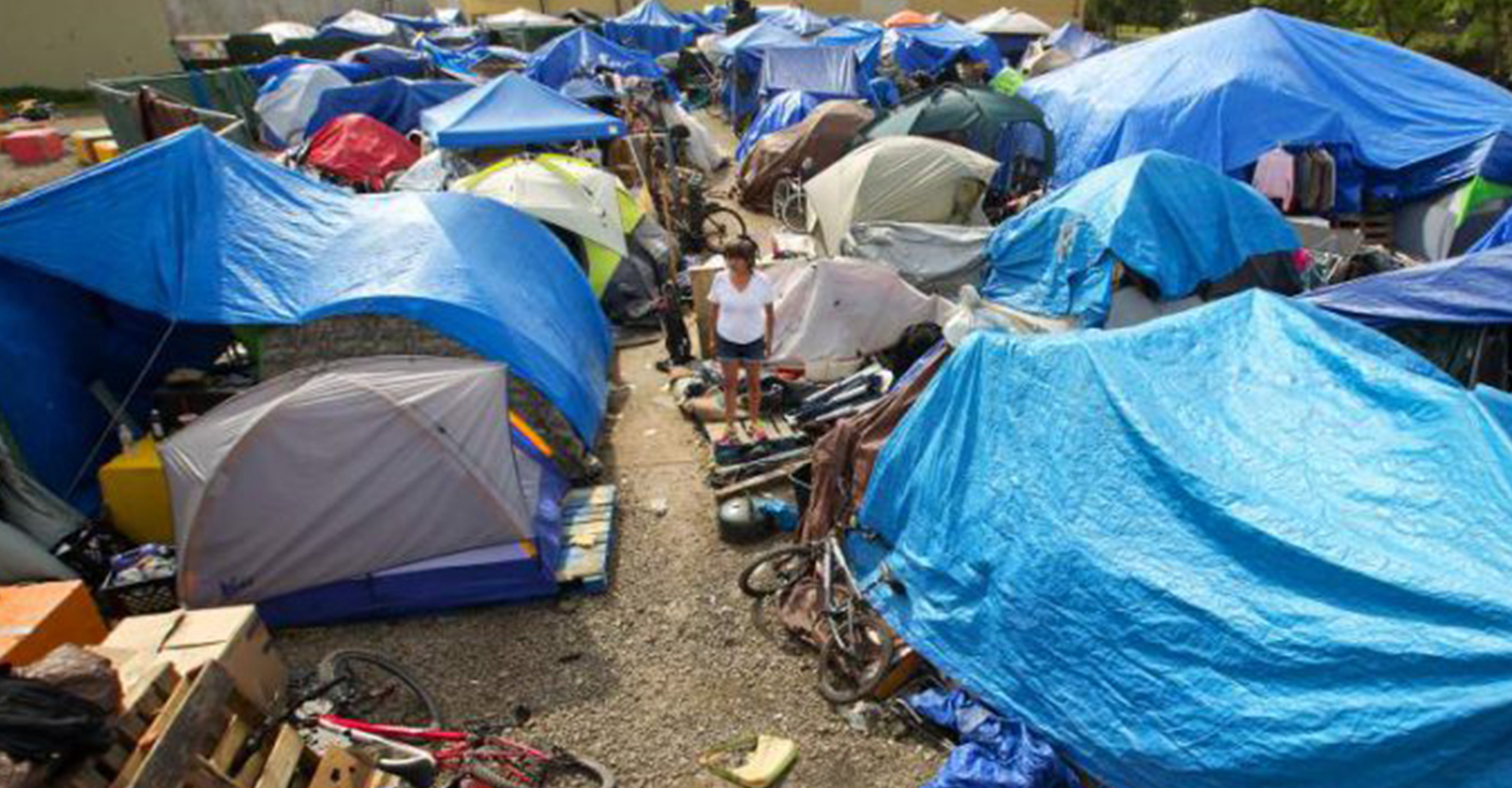Homeless encampments have spread across the state. (Photo courtesy Santa Rosa Press Democrat.)