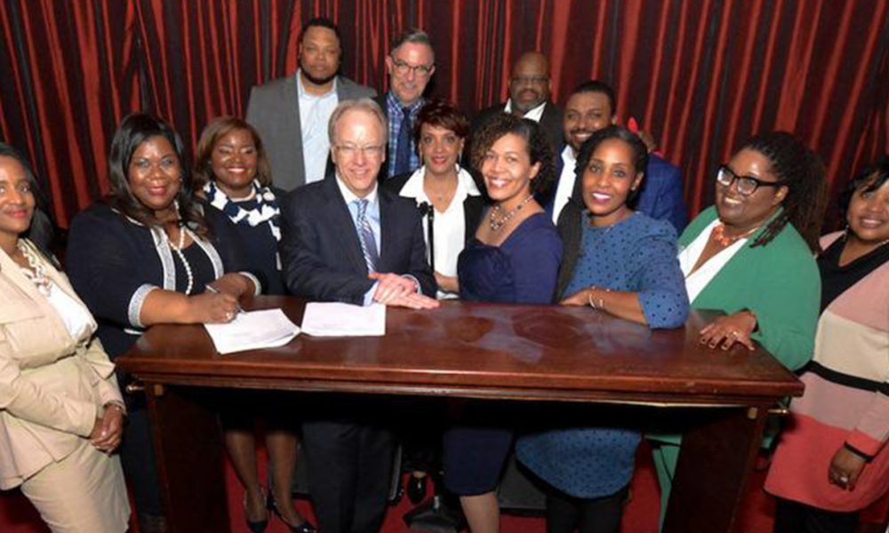 Members of the African American Legacy Fund of Indianapolis steering committee celebrated a partnership with Central Indiana Community Foundation at an event in April. The Legacy Fund will educate community members about issues facing the local African American community and develop civic leaders, along with making investments. (Photo provided)
