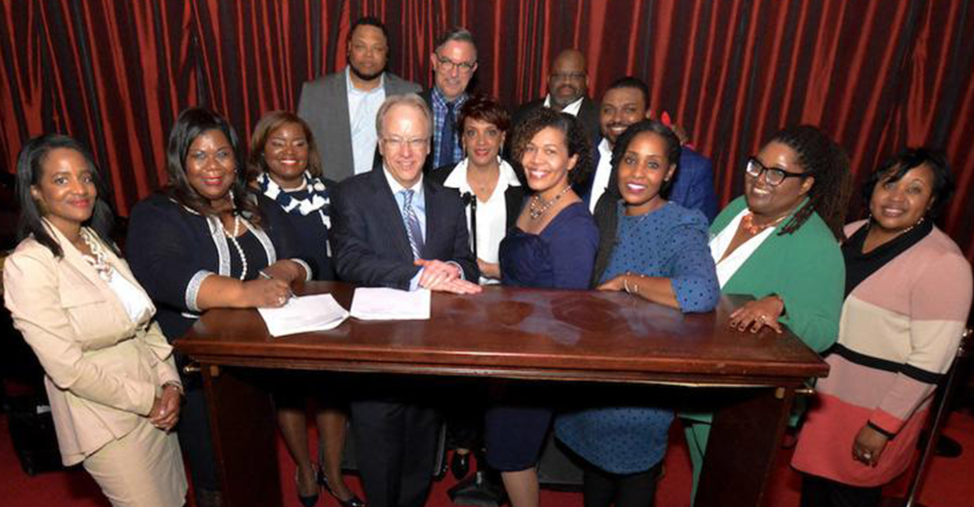 Members of the African American Legacy Fund of Indianapolis steering committee celebrated a partnership with Central Indiana Community Foundation at an event in April. The Legacy Fund will educate community members about issues facing the local African American community and develop civic leaders, along with making investments. (Photo provided)