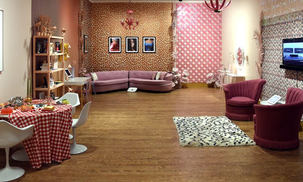 Barbie: Dreaming of a Female Future, depicting a view of a modern Barbie's house is displayed at the Birmingham Museum of Art. (Photo by: Mark Almond)