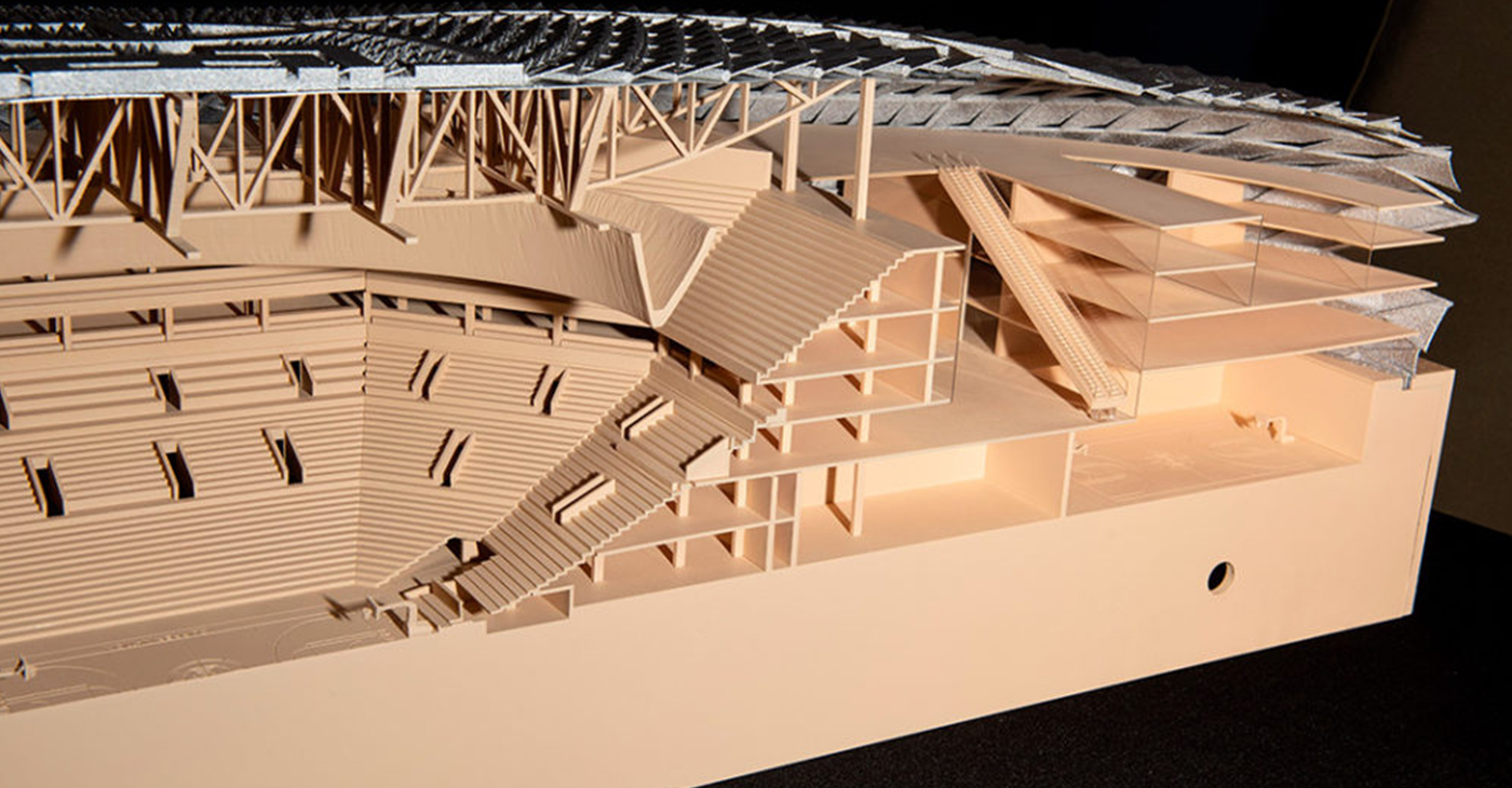 Cross section of model for proposed new Clippers arena (Photo by: blackvoicenews.com)
