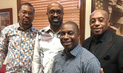 From left are Rev. Shane Scott, Rev. Dr. Freddie Haynes, Rev. Welton Pleasant and Rev. Dr. Melvin Wade Sr. at the Macedonia Baptist Church Summer Revival on Aug. 19. (Photo by: Cora J. Fossett | L.A. Sentinel)