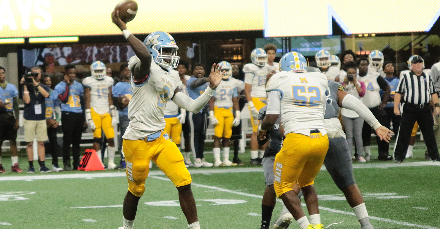 Photo of the Mays Raiders in Corky Kell action at Mercedes-Benz Stadium. (Photo by: Itoro N. Umontuen | The Atlanta Voice)