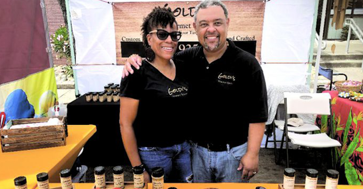 Elliott and Shawlaya Johnson create their own spice blends, including a dry hot sauce. (Photo courtesy of the vendor.)