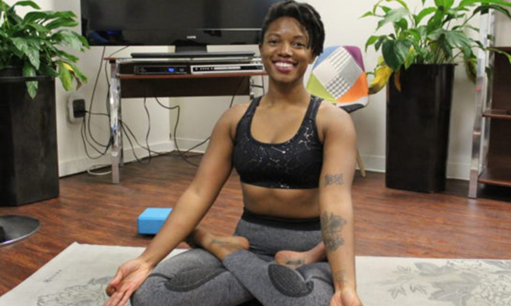 Trap yoga instructor Tori Wolfe-Sisson (Photo by: Ameera Steward | The Birmingham Times)