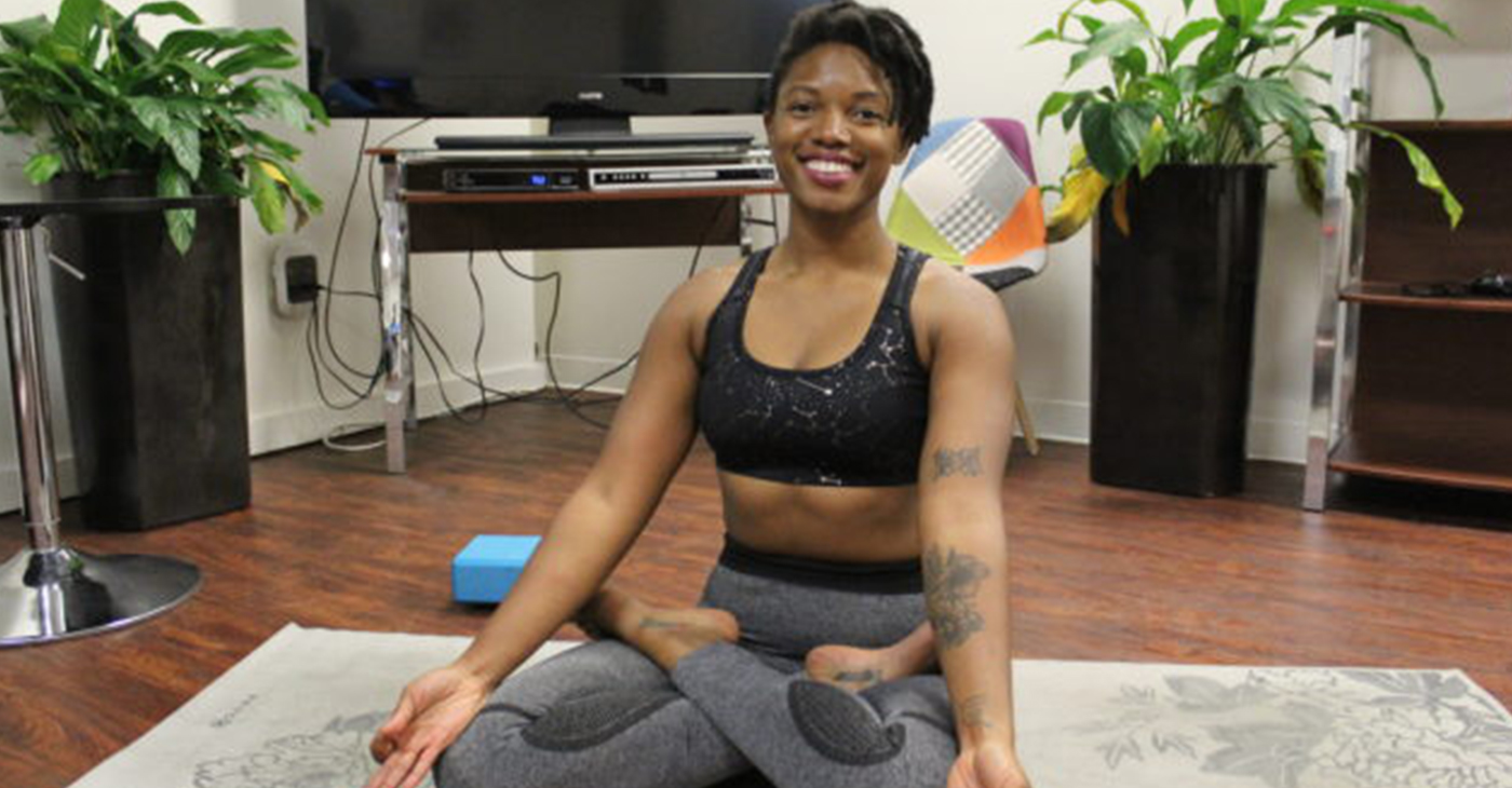 Trap yoga instructor Tori Wolfe-Sisson (Photo by: Ameera Steward | The Birmingham Times)