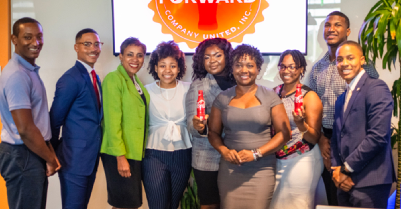 From left: Kendarius Youngblood, Talladega College; Zak Thornton, Tuskegee University; Casi Ferguson, United Negro College Fund; Brianna Jones, Miles College; Gabrielle Williams, Stillman College; Pamela Cook, Director of Multicultural Marketing and Community Affairs with Coca-Cola UNITED; Jada Jamison-Belser, Alabama State University; Pablo Vallejo, Stillman College and Bryant Williams, Alabama State University. (Amarr Croskey, For The Birmingham Times)