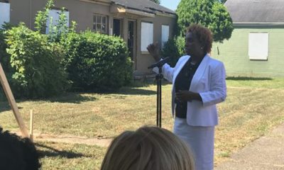 Lisa McCarroll, CEO of Navigate Affordable Housing at Demolition Day at Center Court Apartments in Titusville. (Photo by: Erica Wright Photos, The Birmingham Times)