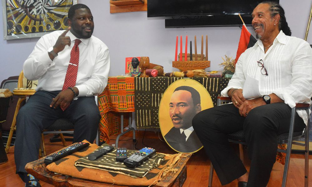 As he promised shortly after being sworn in as Mayor of West Memphis, Ark., Marco McClendon (left) provided a six-month update on his progress. “I’m dreaming all the time,” said McClendon, pictured here with West Memphis NAACP chapter president Shabaka Afrika. “Our priorities are to bring economic opportunities, public safety, creating a quality school system, a cleaner city and investing in a bright future for our children.” (Photo: Tyrone P. Easley)