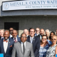 County Supervisor Mark Ridley-Thomas (Center) at the Sativa Water District Headquarters. (Photo by: wavenewspapers.com)