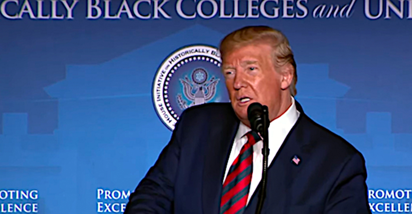 President Trump addresses the 2019 National Historically Black Colleges and Universities Conference in D.C. on Sept. 10. (Photo by: washingtoninformer.com)