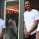 From left: Joshua Echols, Micah Lewis and Jerrod Dukes in front of Vibestreet Studios. (Photo by: Ameera Steward |The Birmingham Times)