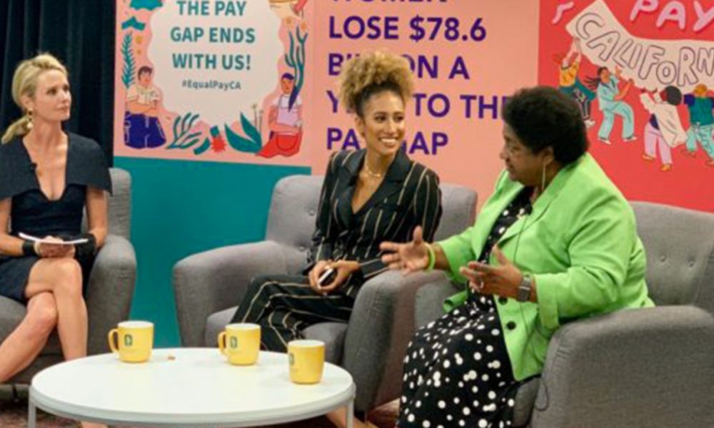 First Partner Jennifer Seibel Newsom moderates a panel with the youngest editor-and-chief of Teen Vogue Elaine Welteroth and Legislative Black Caucus Chair, Assemblymember Shirley Weber (D-San Diego) to discuss real life experiences affecting women and African American women on pay equity at Sacramento State University Aug 27, 2019.