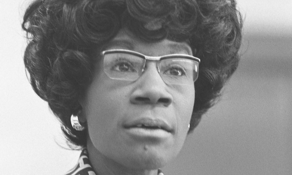 Shirley Chisholm, future member of the U.S. House of Representatives (D-NY), announcing her candidacy, 25 January 1972, Thomas J. O'Halloran, U.S. News & World Reports. Light restoration by Adam Cuerden
