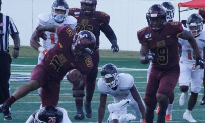 Bethune Cookman’s Akevious Williams drops back to pass while leading the Wildcats’ offense against the Morgan State Bears’ defense. B-CU defeated Morgan State 31-20 at Daytona Stadium. (Photo by: Duane C. Fernandez Sr. | Florida Courier)