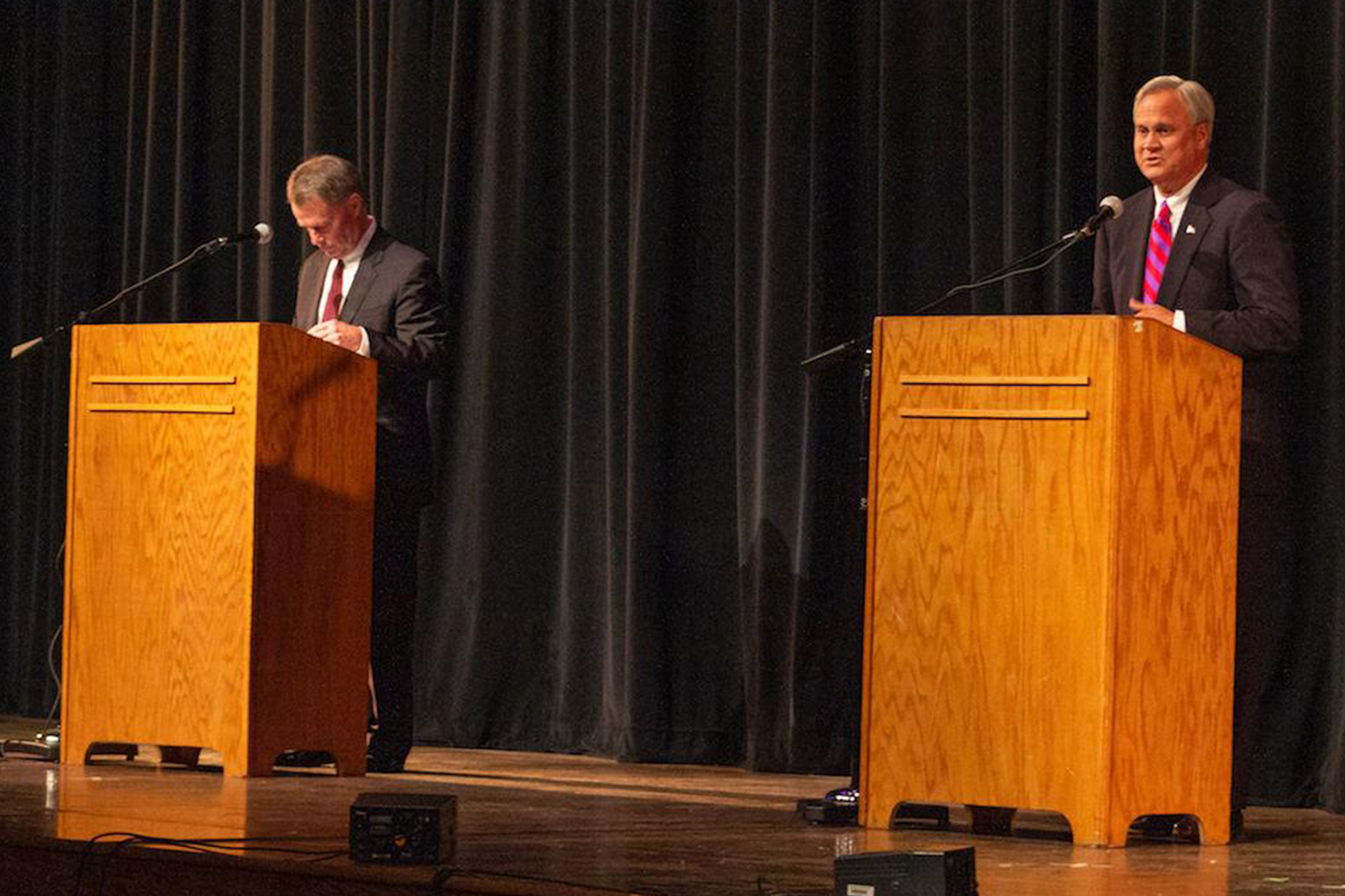 Mayor Joe Hogsett (left) and state Sen. Jim Merritt (right) participated in what is believed to be the first mayoral debate about Black issues in Indianapolis. (Photo by: Tyler Fenwick)