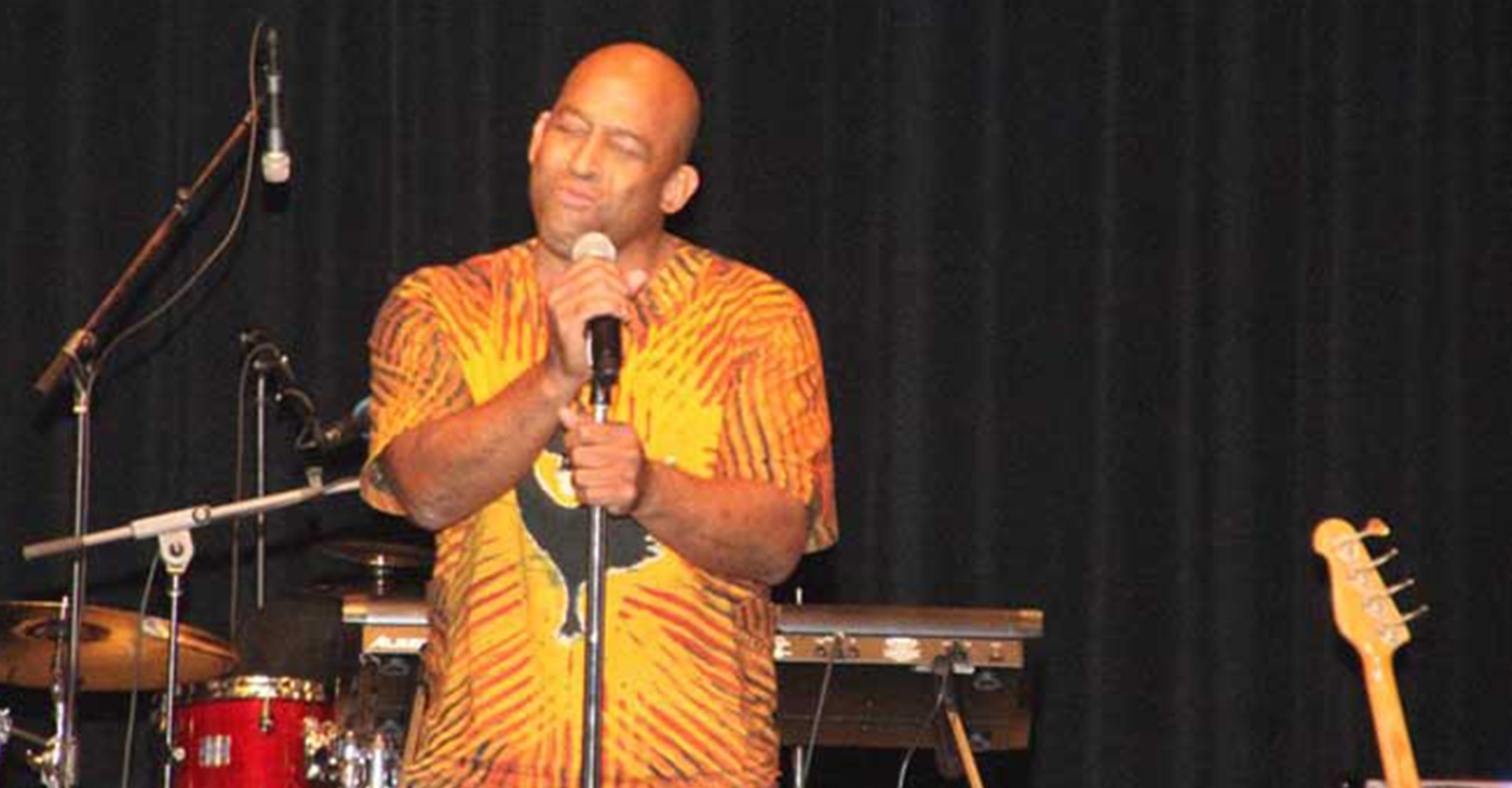 Michael "Quess?" Moore performs at "A Night of Spoken Word" on Oct. 4, 2019. The event was organized by the Center for African & African American Studies at SUNO in collaboration with the International Arts Foundation of New Orleans. (Photo by: Lacee Ancar)