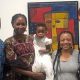 Nigerian guest Owolabi Ayodele with Nigerian Artist Ayoola Omovo with Dr. Kim Vaz-Deville and featured Nigerian Artist Nike Okundaye. (Photo by: Daylan Paige)